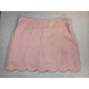 Attyre NY Womens Skort Size 12 Red White Stripe Scallop Hem Preppy Golf Tennis